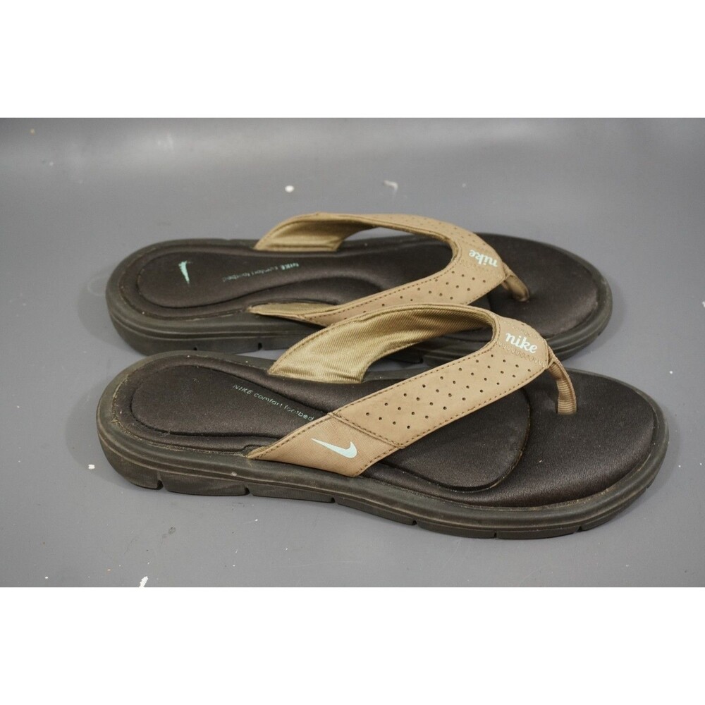 Nike Comfort Footbed Taupe Brown Flip Flop Sandals 354925-240 Womens Size 10
